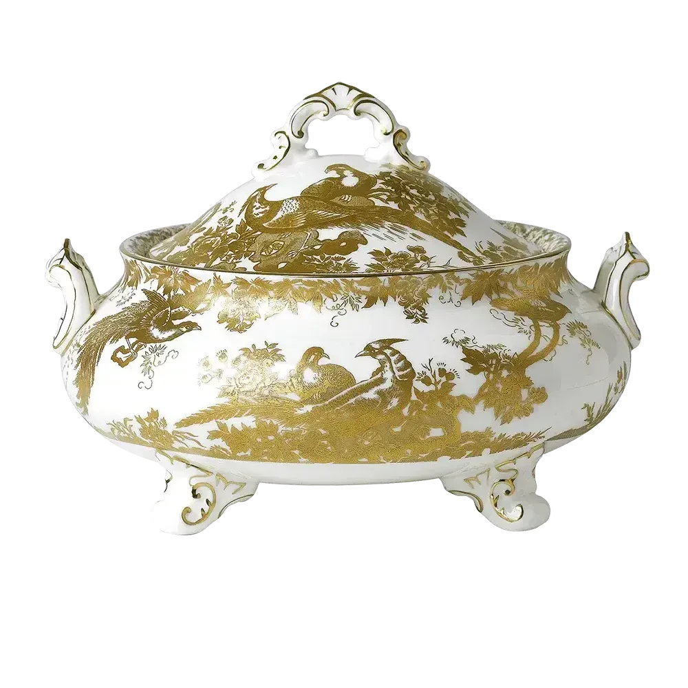 Royal Crown Derby Gold Aves Covered Vegetable Dish