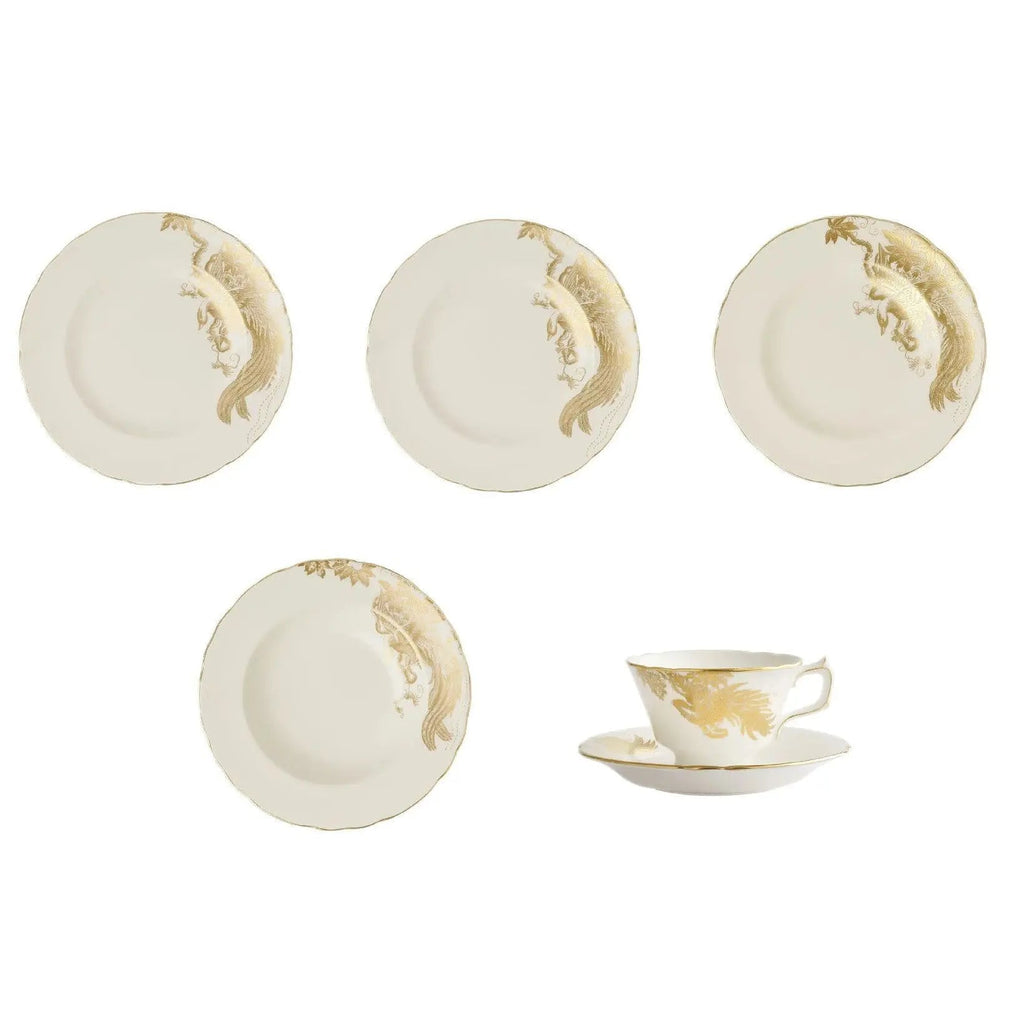 Royal Crown Derby Gold Aves Motif 36pc Dinner Set