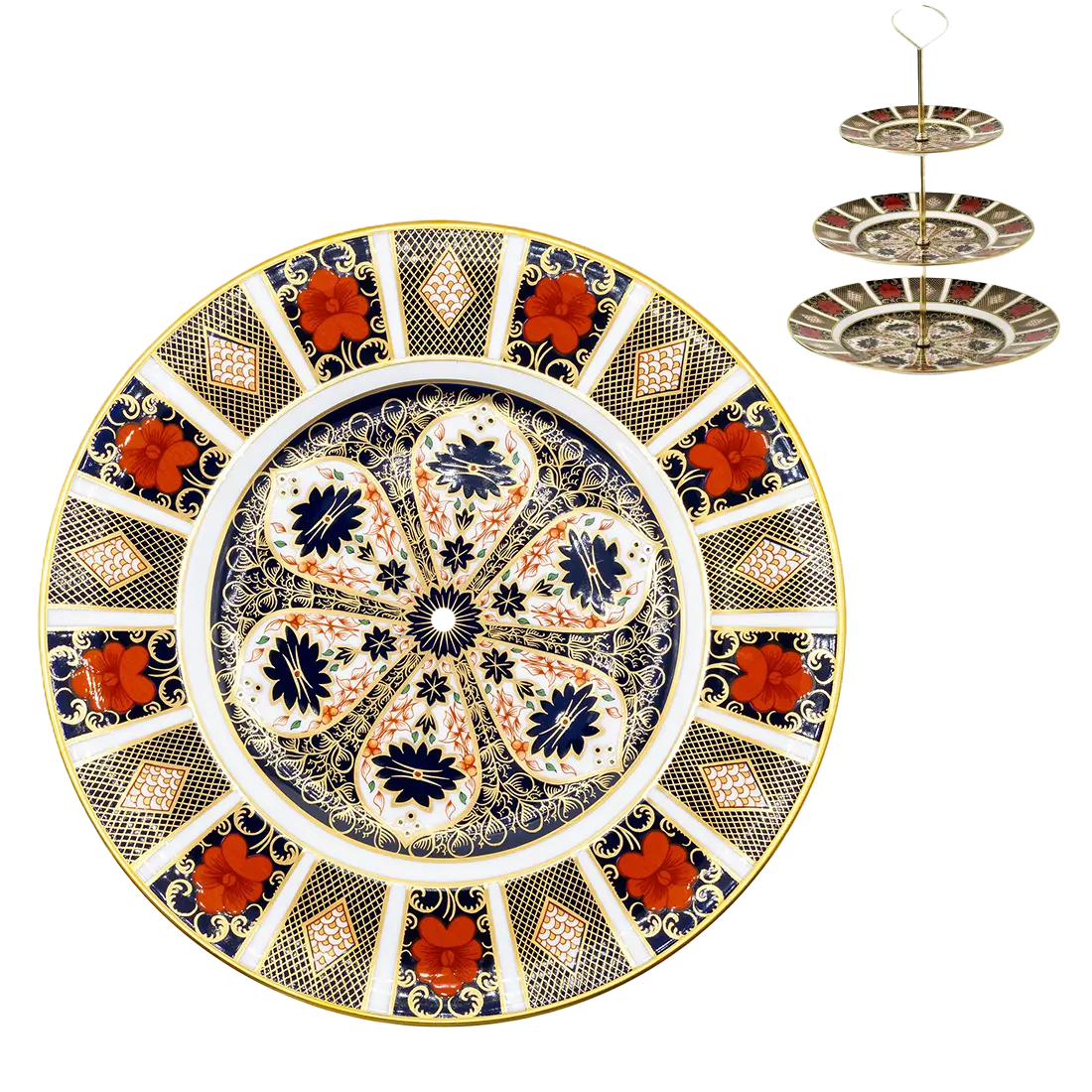 Royal Crown Derby Imari 1128 Cake Stand - 10" Drilled Dinner Plate Replacement