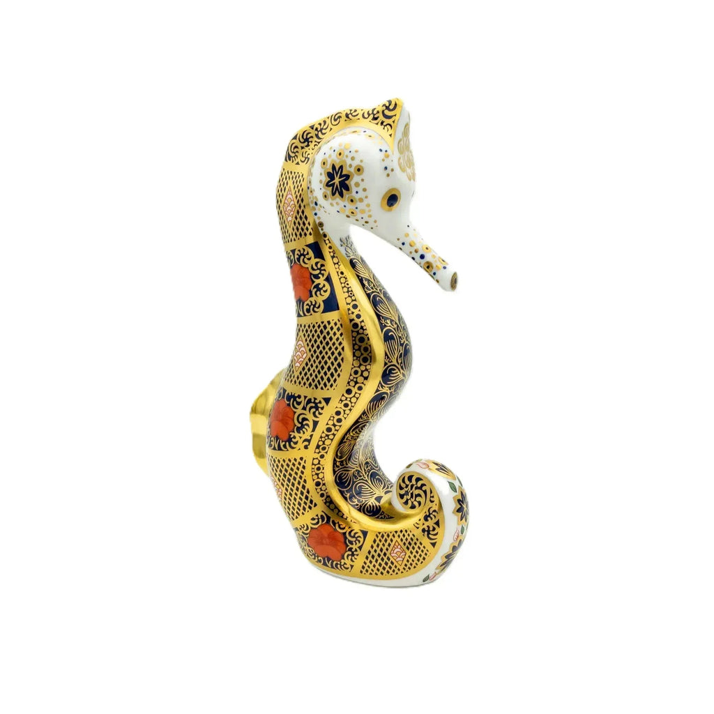Royal Crown Derby Imari SGB Seahorse Paperweight