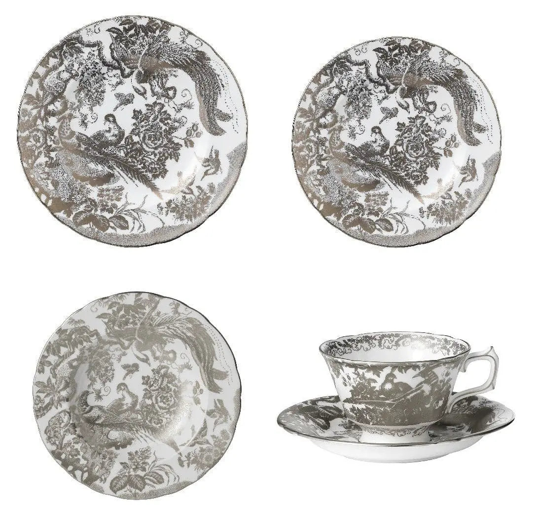 Royal Crown Derby Palladium Aves 30pc Dinner Set Bone China Tableware (1)