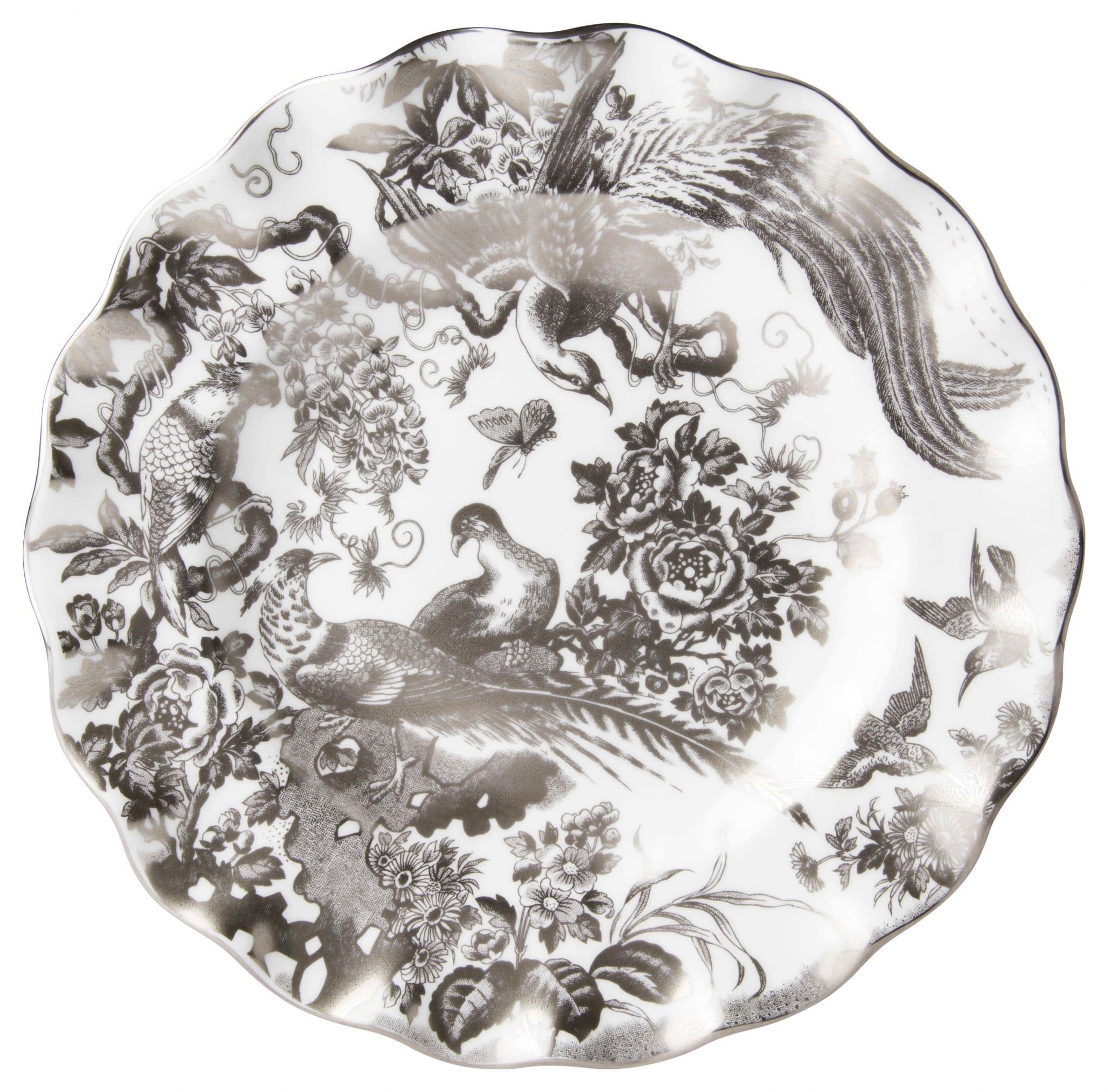 Royal Crown Derby Palladium Aves Fluted Dessert Plate
