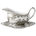 Royal Crown Derby Palladium Aves Gravy Sauce Boat & Stand