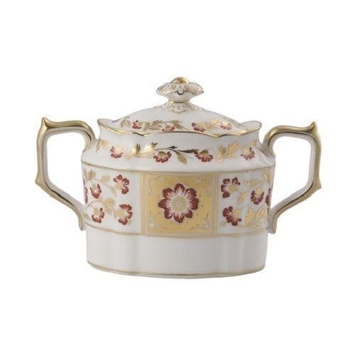 Royal Crown Derby Red Panel Covered Sugar Bowl