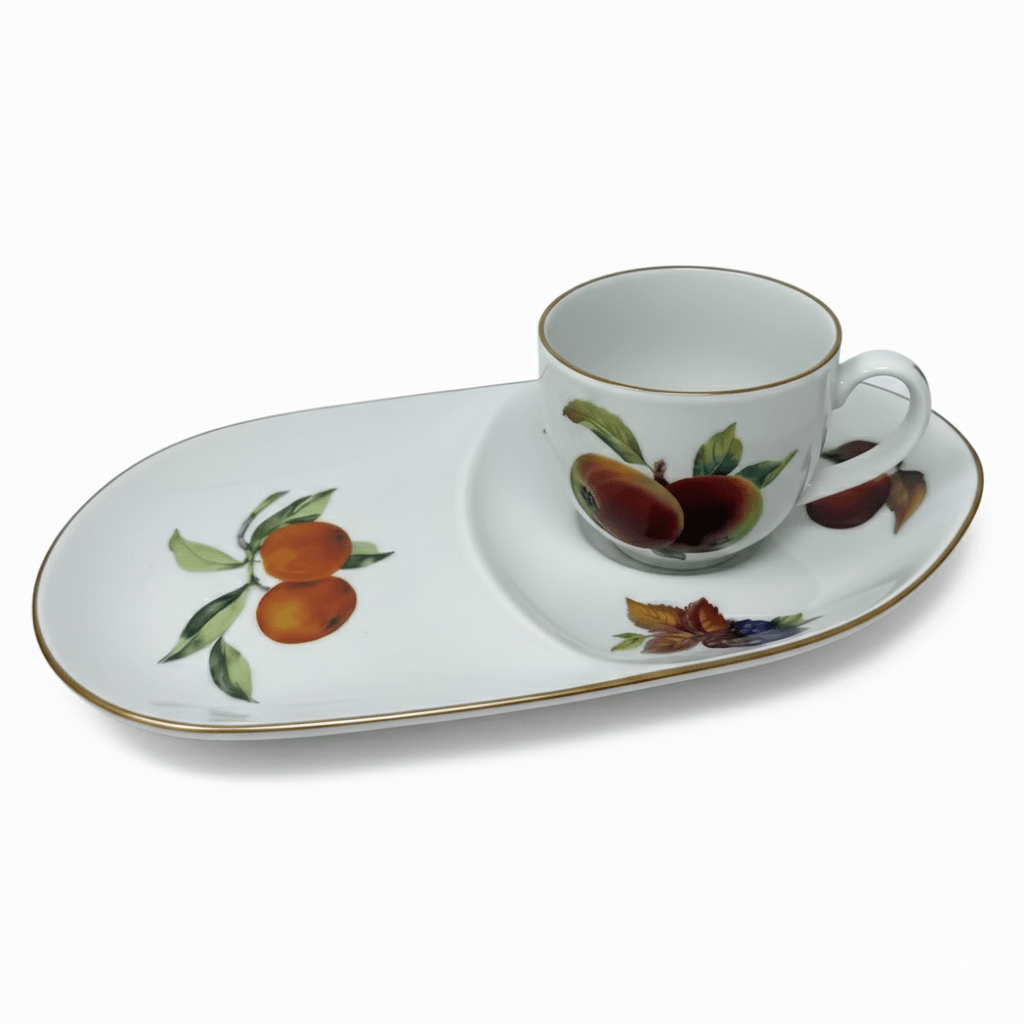 Royal Worcester Evesham Gold Breakfast Cup & Snack Plate Set