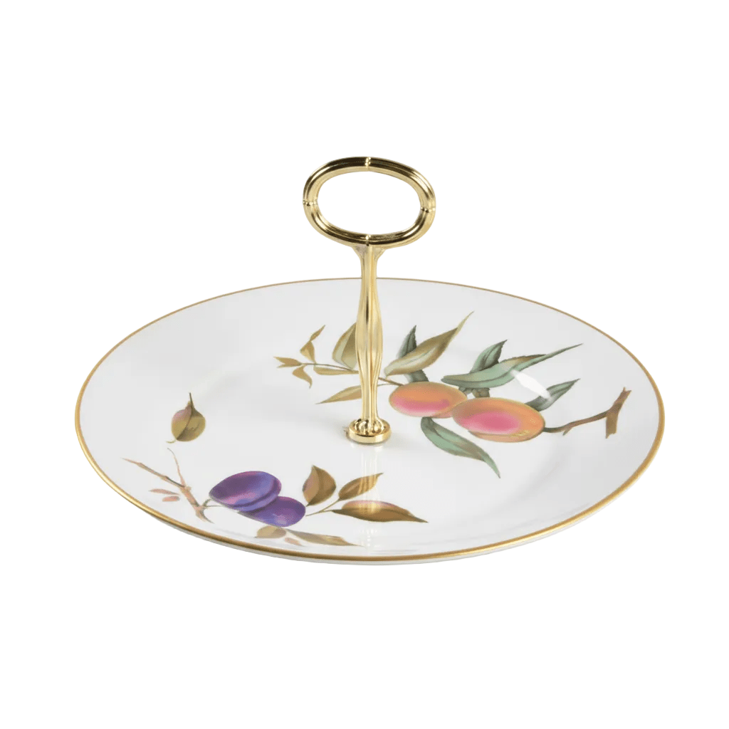 Royal Worcester Evesham Gold Round Serving Plate with Handle