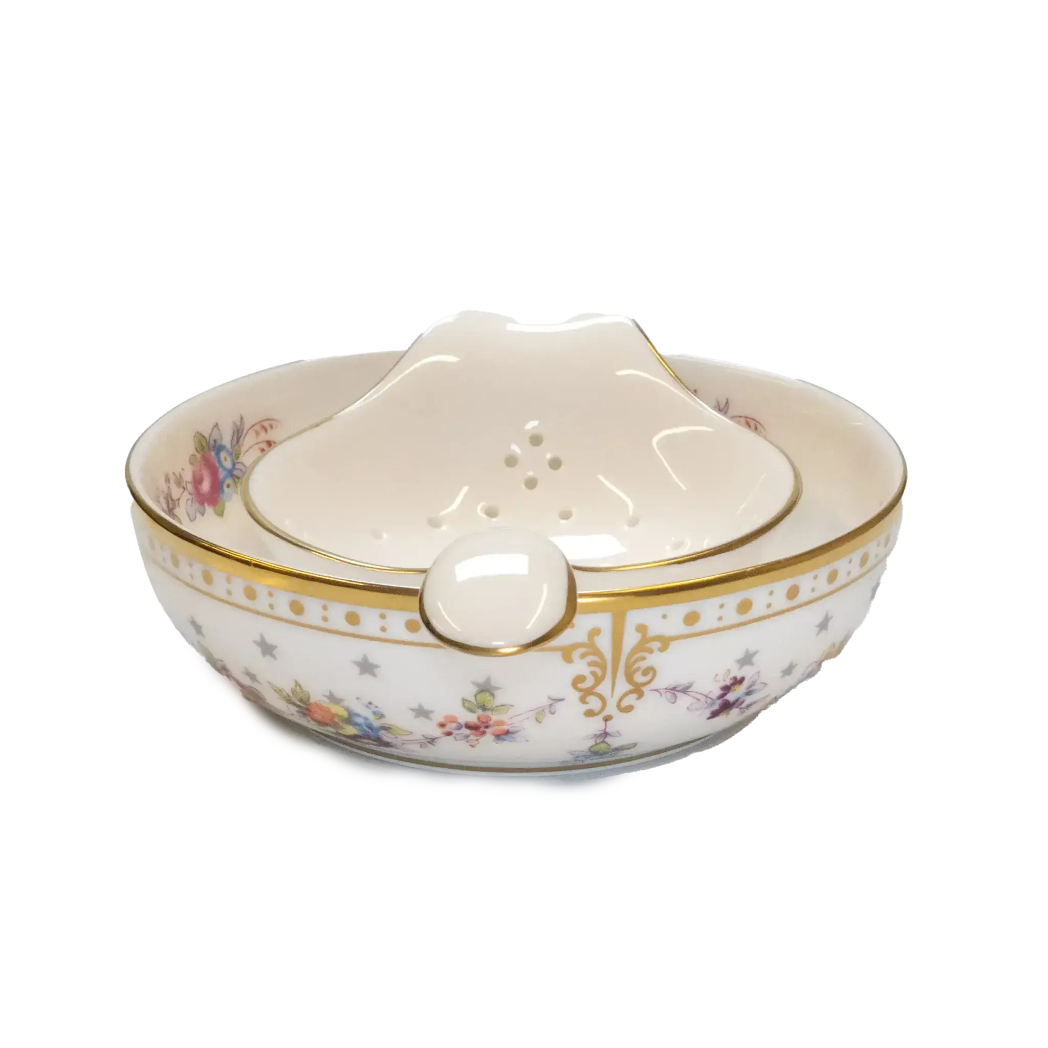 Royal Crown Derby Antoinette Tea Strainer & Drip Bowl