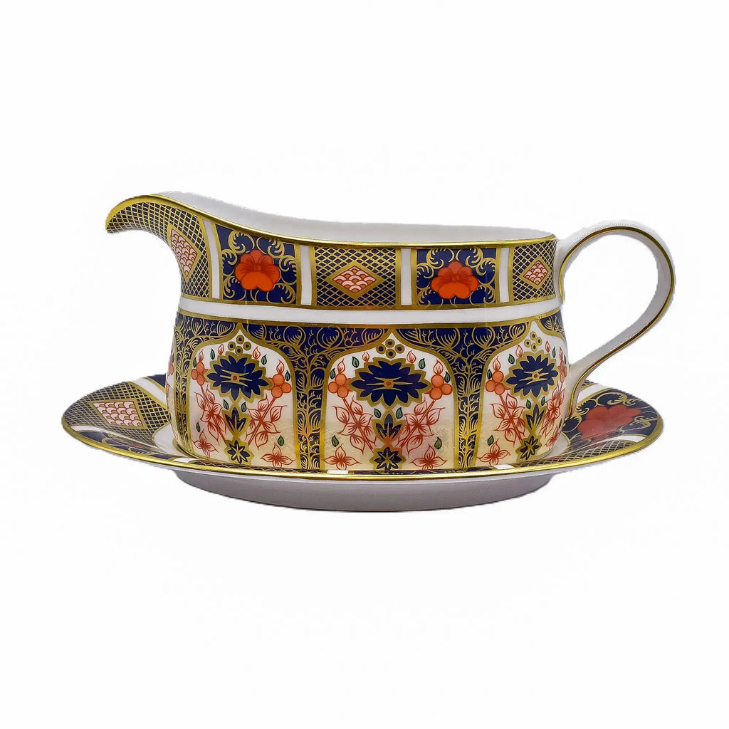 Royal Crown Derby Imari 1128 Gravy Sauce Boat & Stand