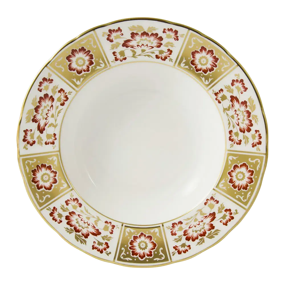 Royal Crown Derby Red Panel 8" Soup Bowl Porcelain