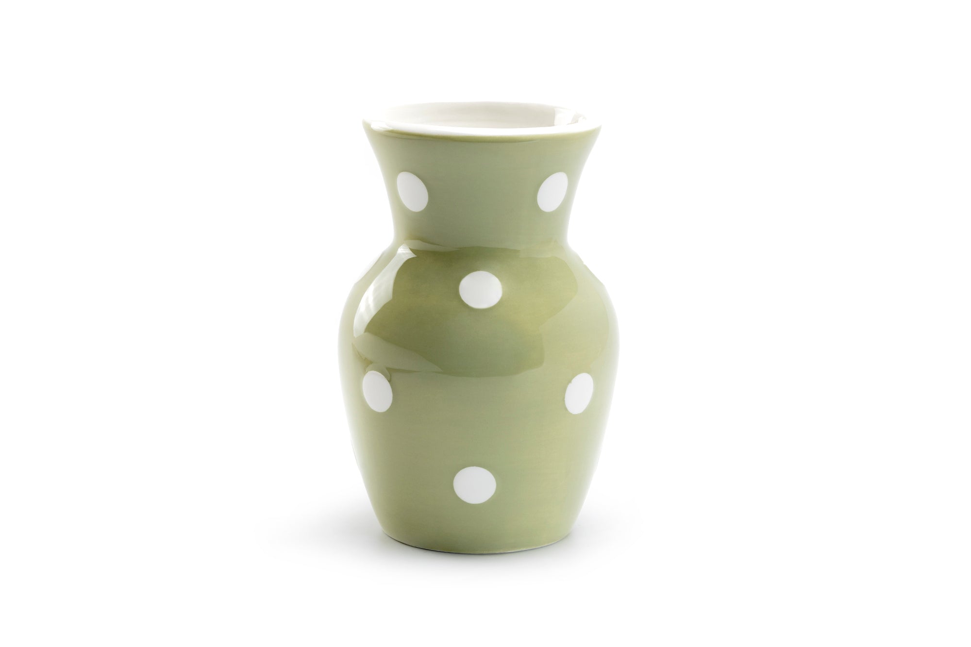 Polka Dots Vase - White on Sage