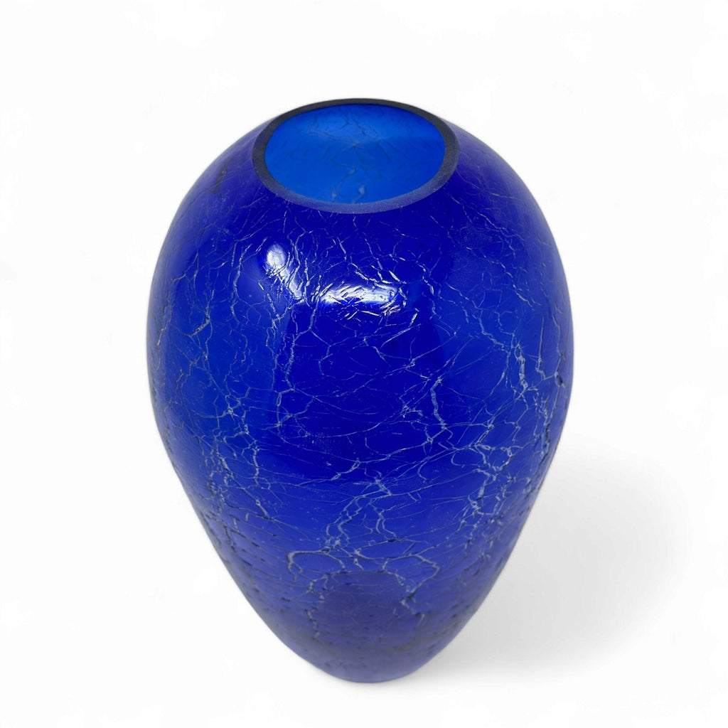 La Mediterannea Vintage Cobalt Blue Crackle Vase