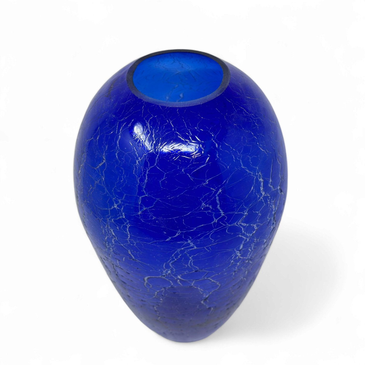 La Mediterannea Vintage Cobalt Blue Crackle Vase