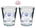 Seashell Beach Wedding Monogram Shot Glasses, #3009