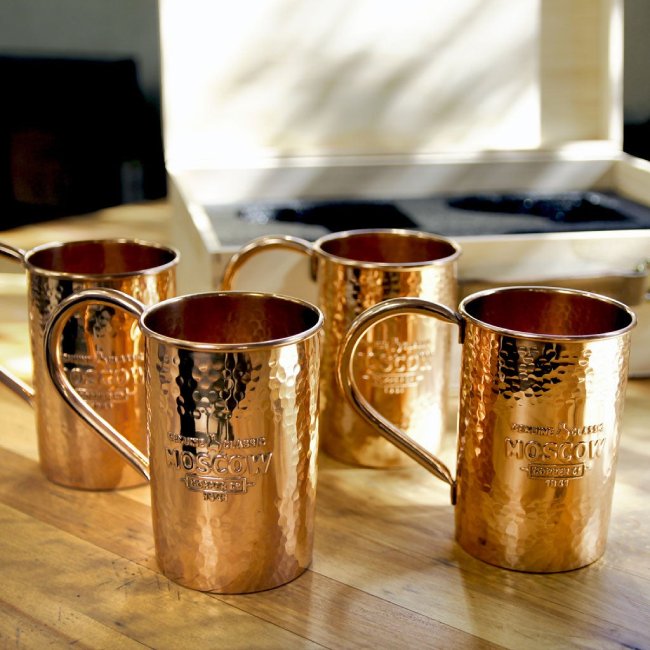 Set of Four Original Moscow Mule Mugs with Collector’s Box