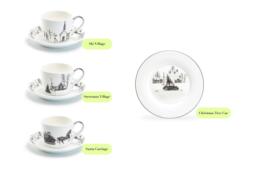 7.5" Winter Wonderland Christmas Tree Car Bone China Dessert Plate