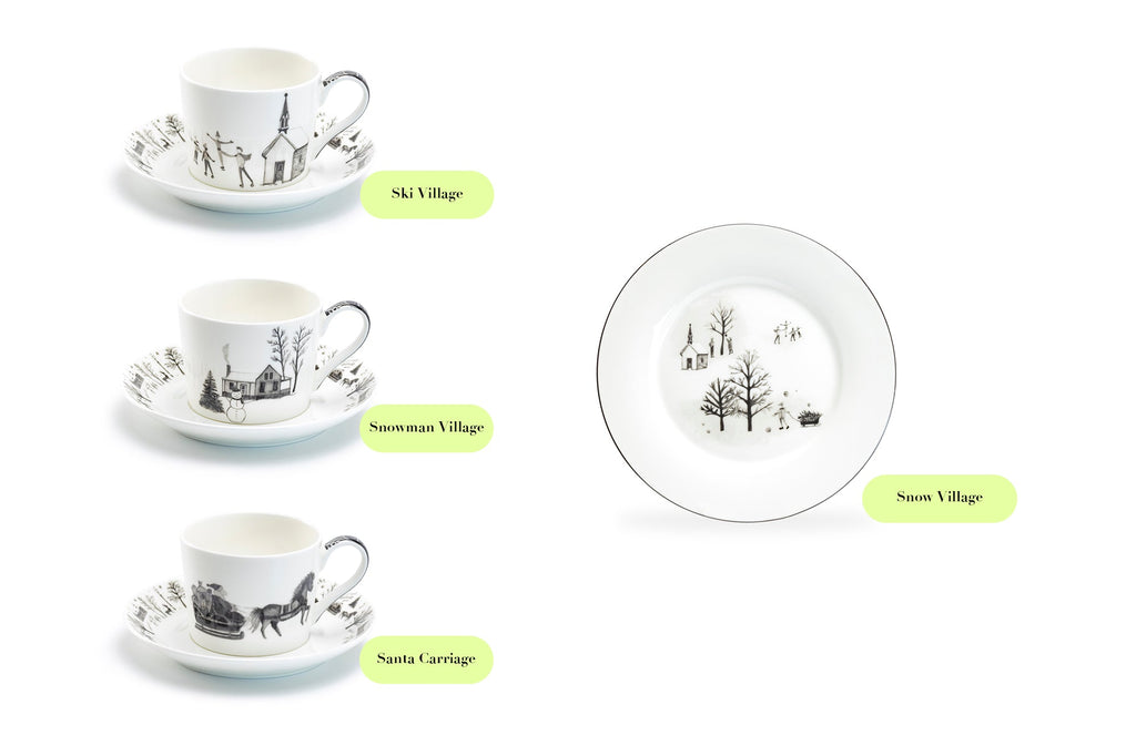 7.5" Winter Wonderland Snow Village Bone China Dessert Plate