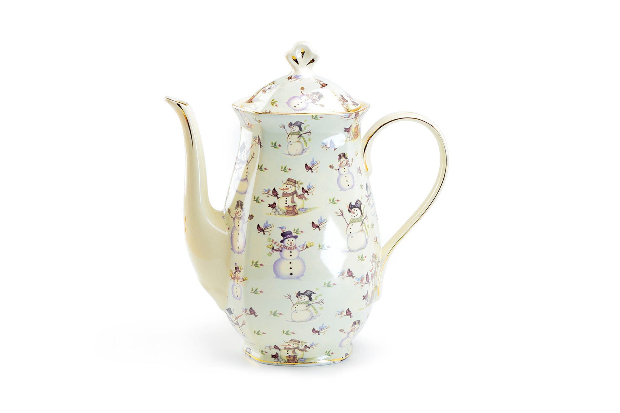 Holiday Snowmen Fine Porcelain Hot Chocolate Pot