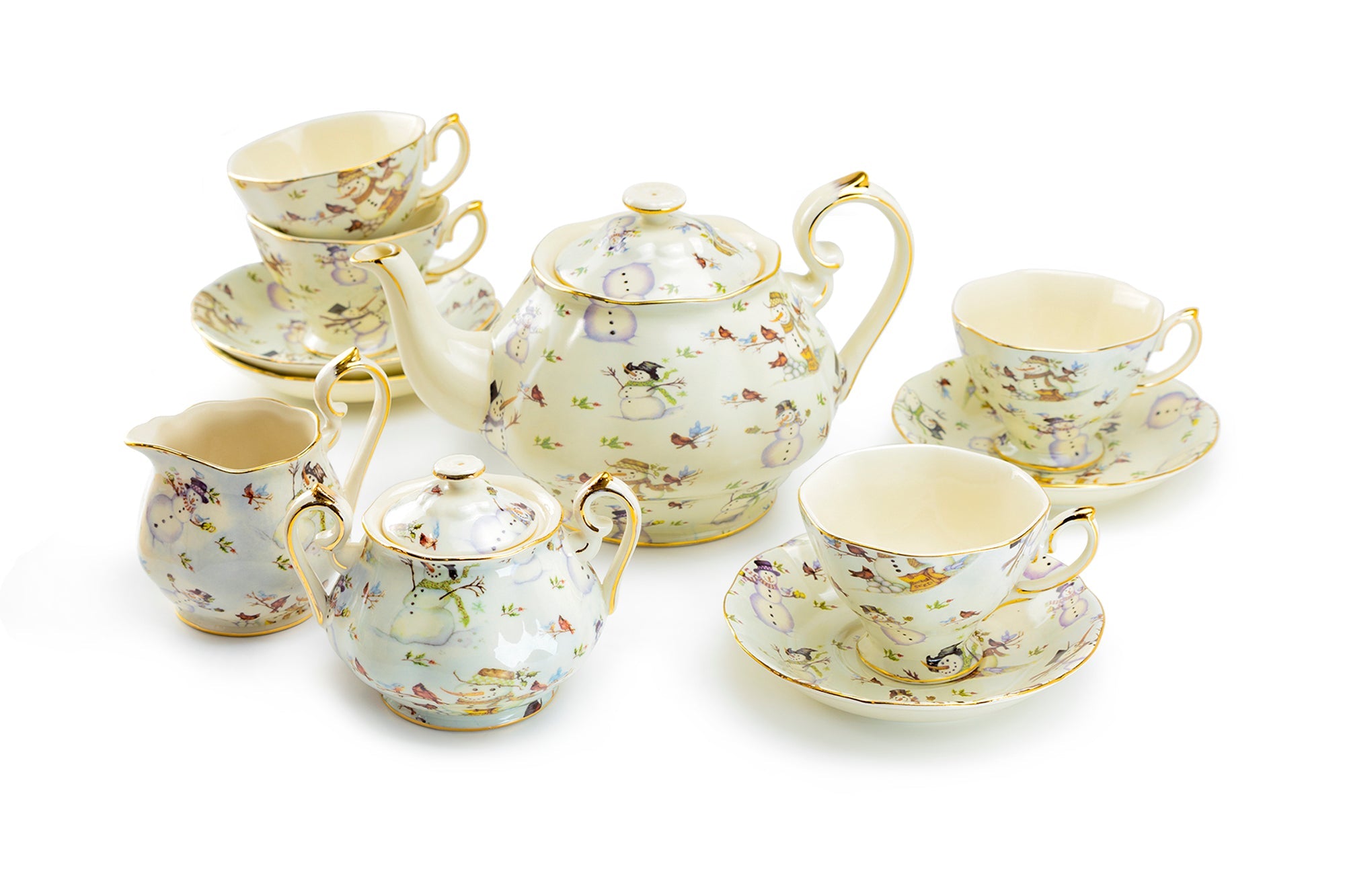 Holiday Snowmen Tea Set