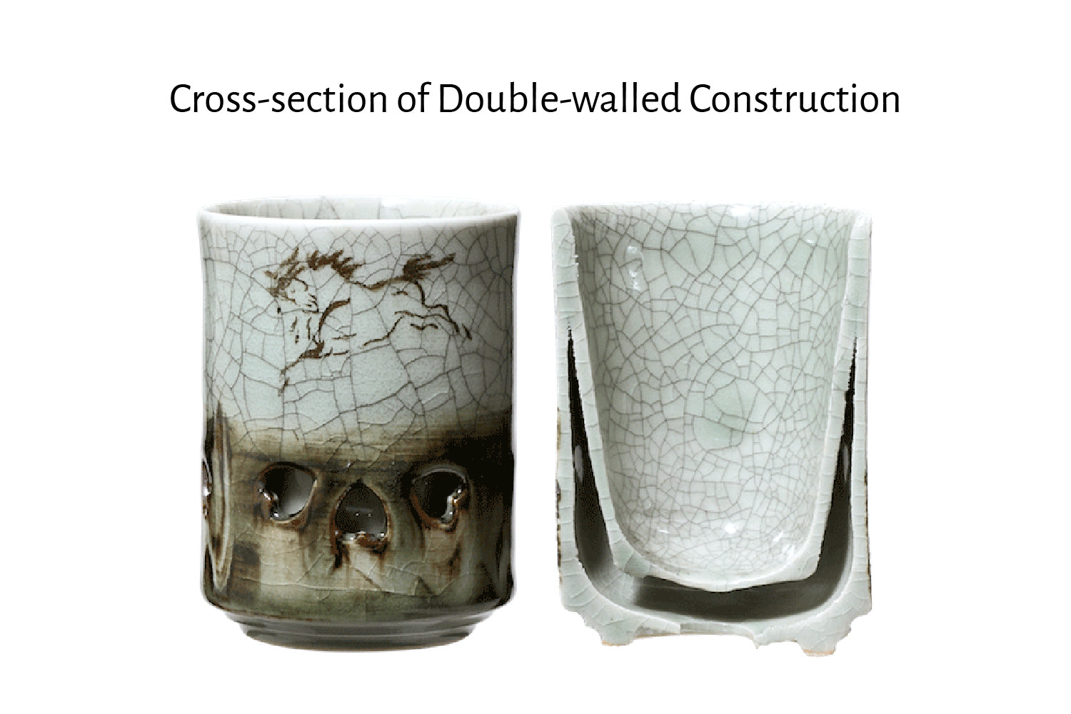 Double-walled Obori Soma-yaki Kyusu - 200ml