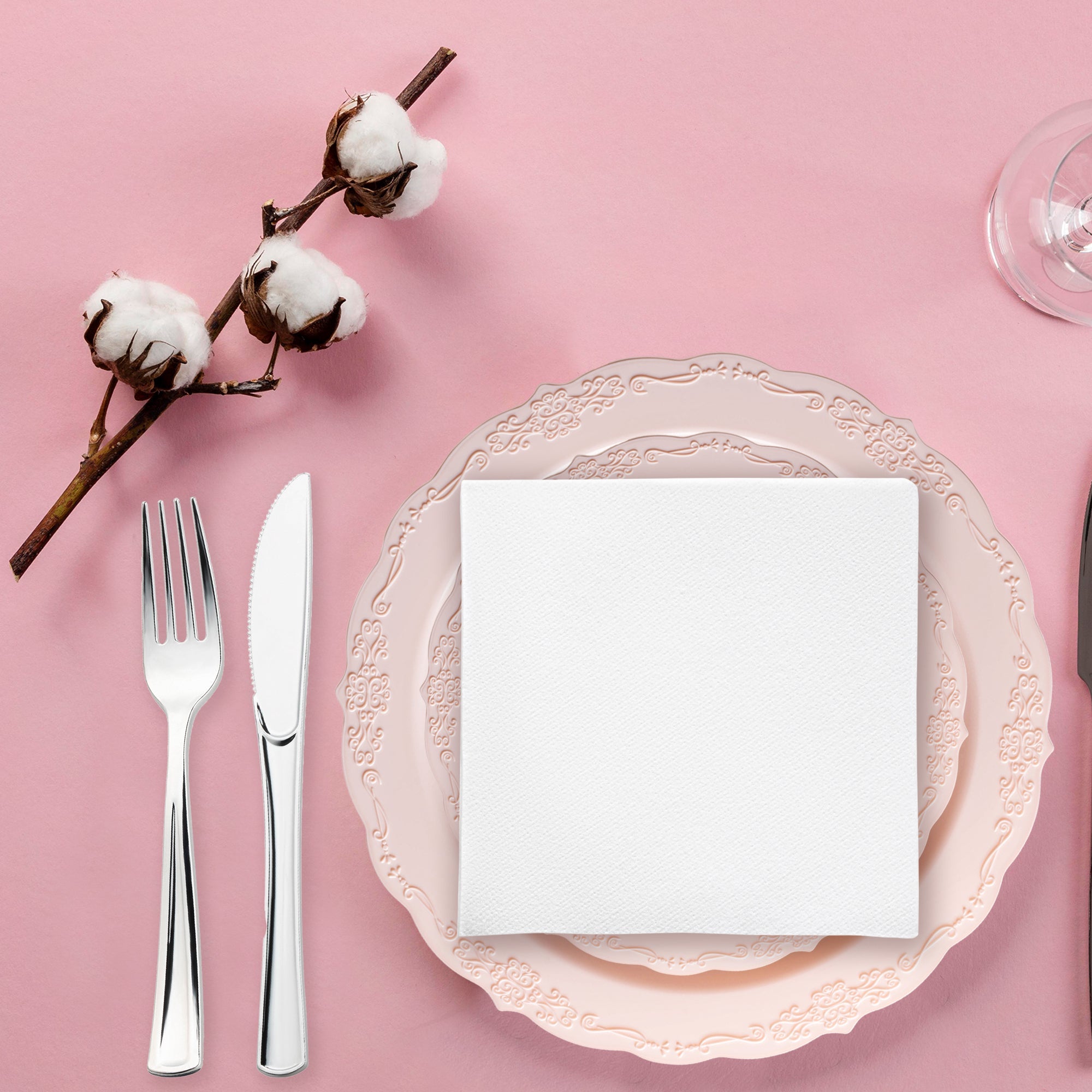 White Linen-Like Premium Paper Beverage/Cocktail Napkins