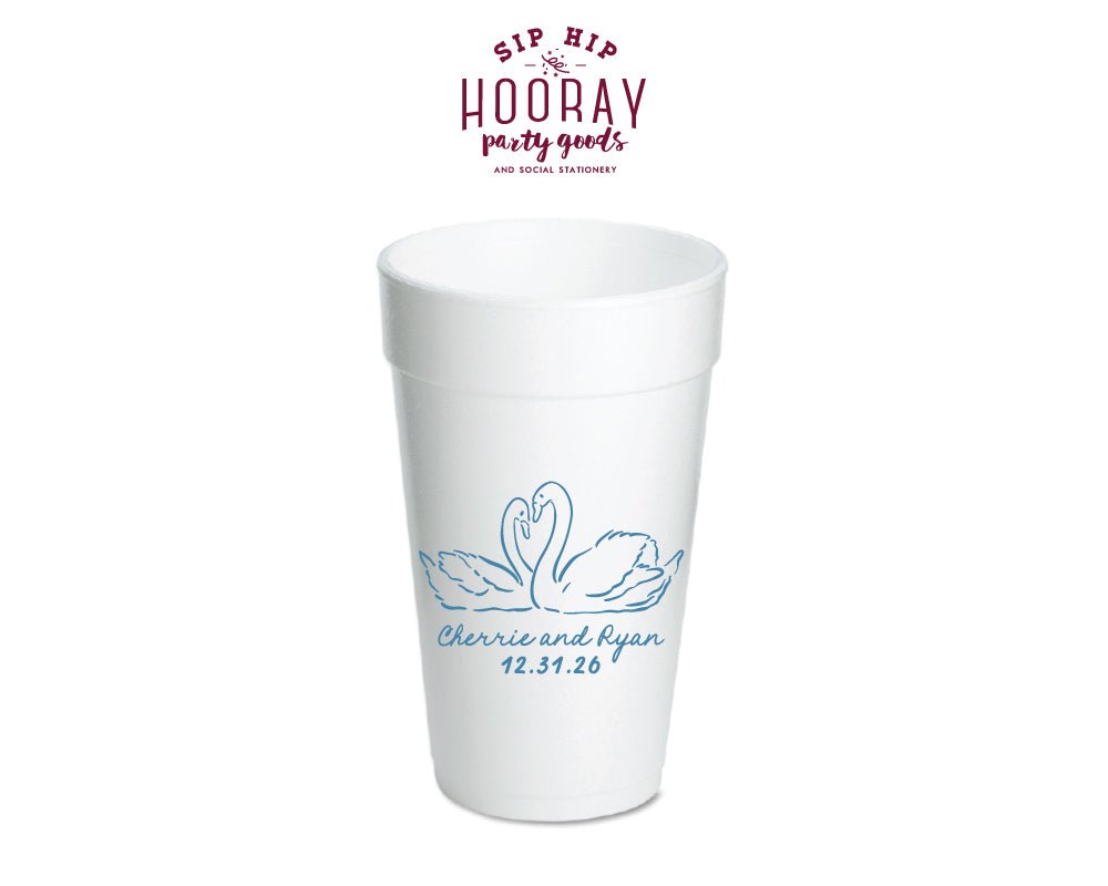Swans Custom Wedding Styrofoam Cups