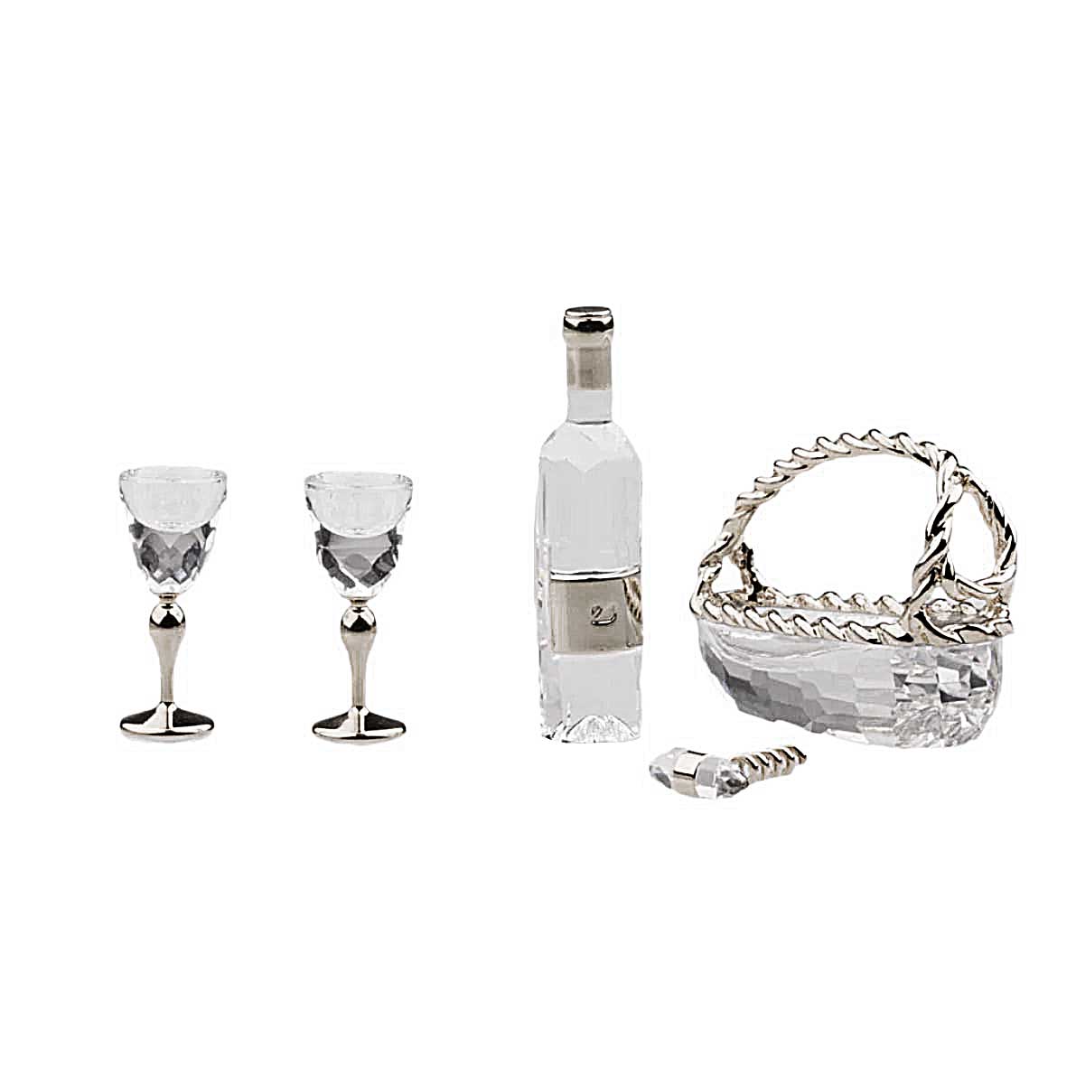 SWAROVSKI CRYSTAL MEMORIES Rhodium WINE SET 5 PIECE