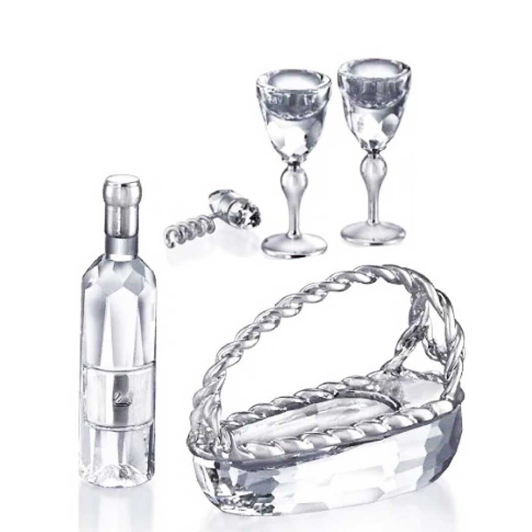 SWAROVSKI CRYSTAL MEMORIES Rhodium WINE SET 5 PIECE