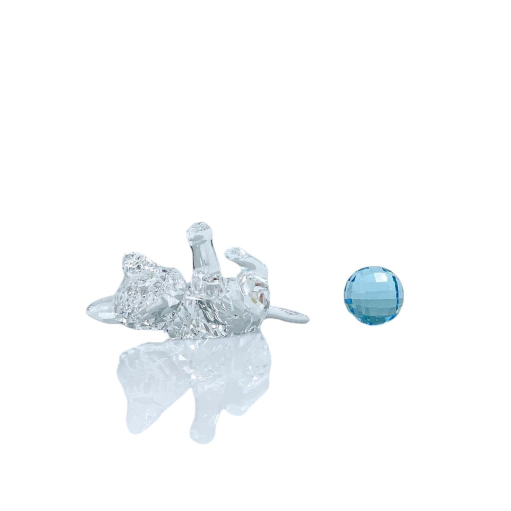 SWAROVSKI Crystal KITTEN LYING with blue ball of wool