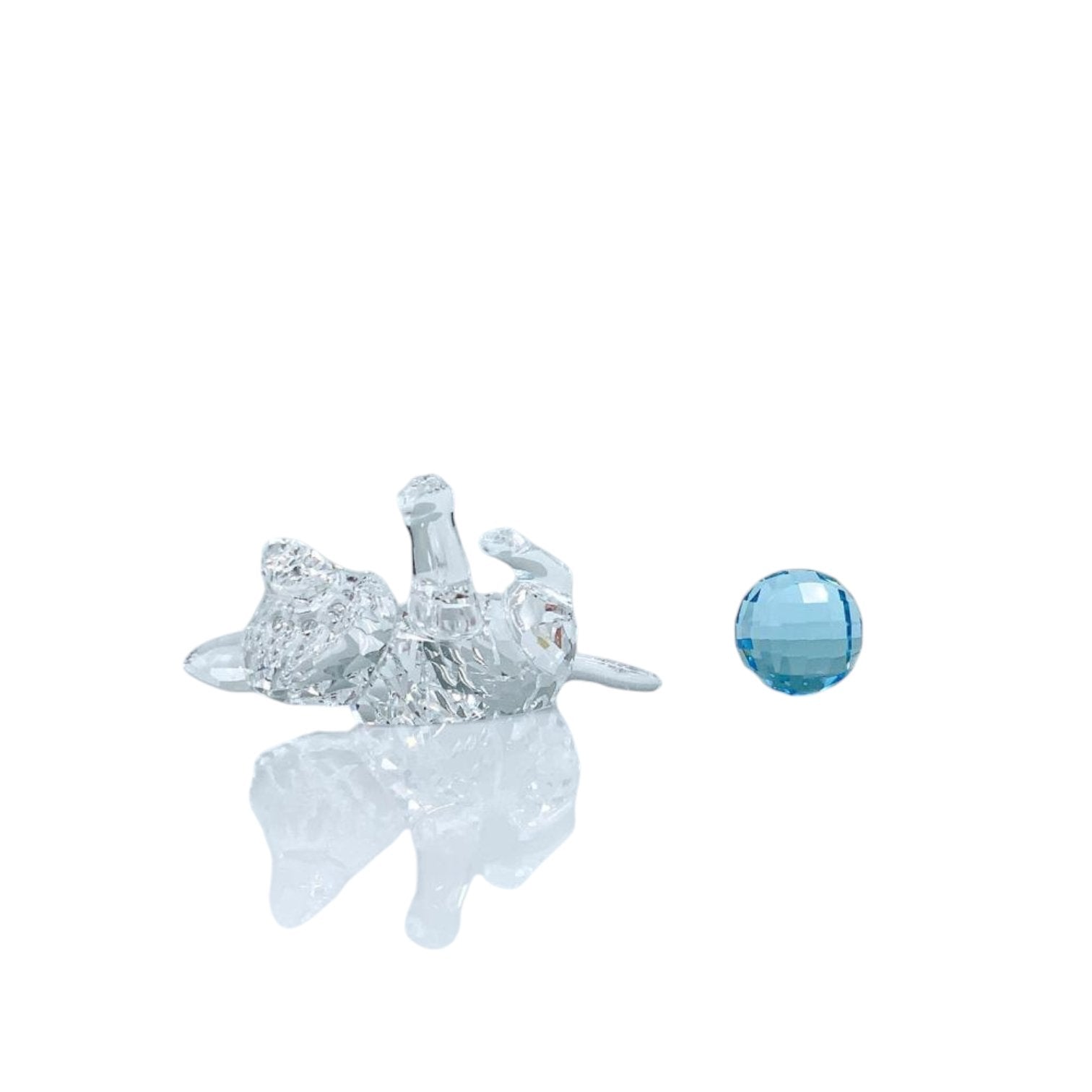 SWAROVSKI Crystal KITTEN LYING with blue ball of wool