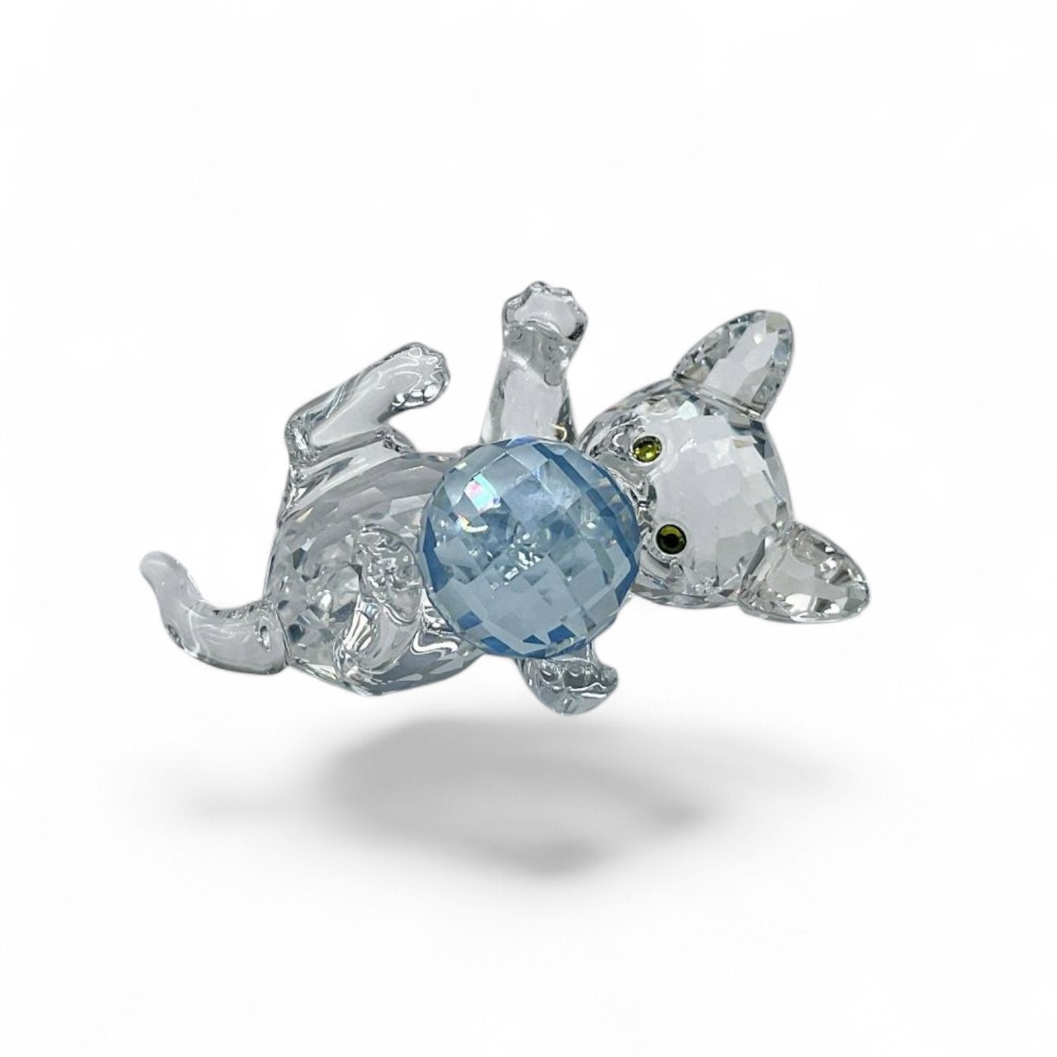 SWAROVSKI Crystal KITTEN LYING with blue ball of wool