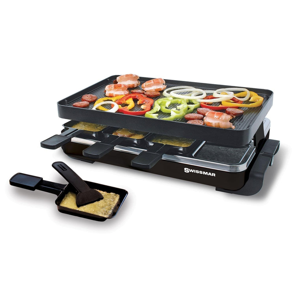 Swissmar Anthracite Raclette Party Grill with Reversible Cast Aluminum Non-Stick Top