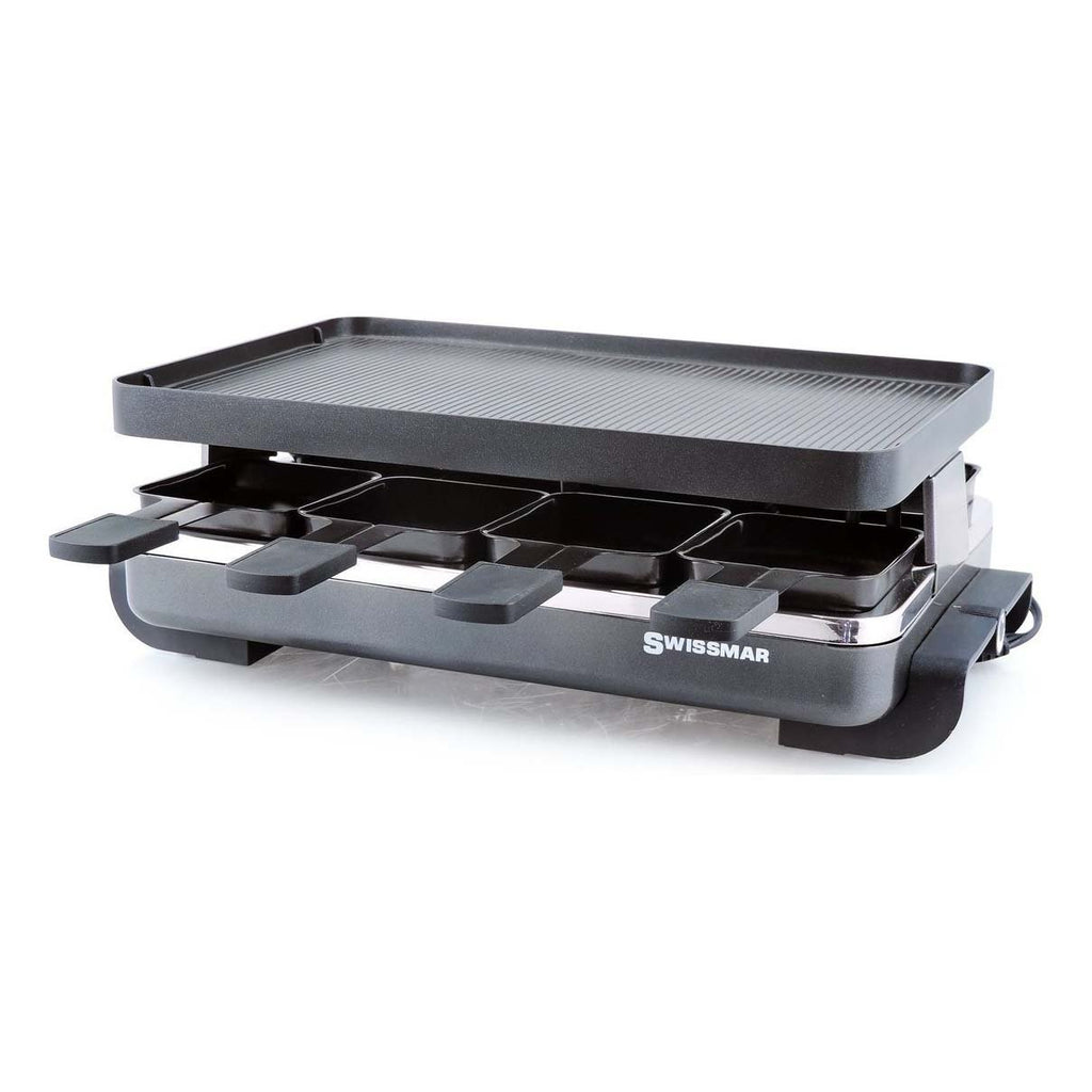 Swissmar Anthracite Raclette Party Grill with Reversible Cast Aluminum Non-Stick Top
