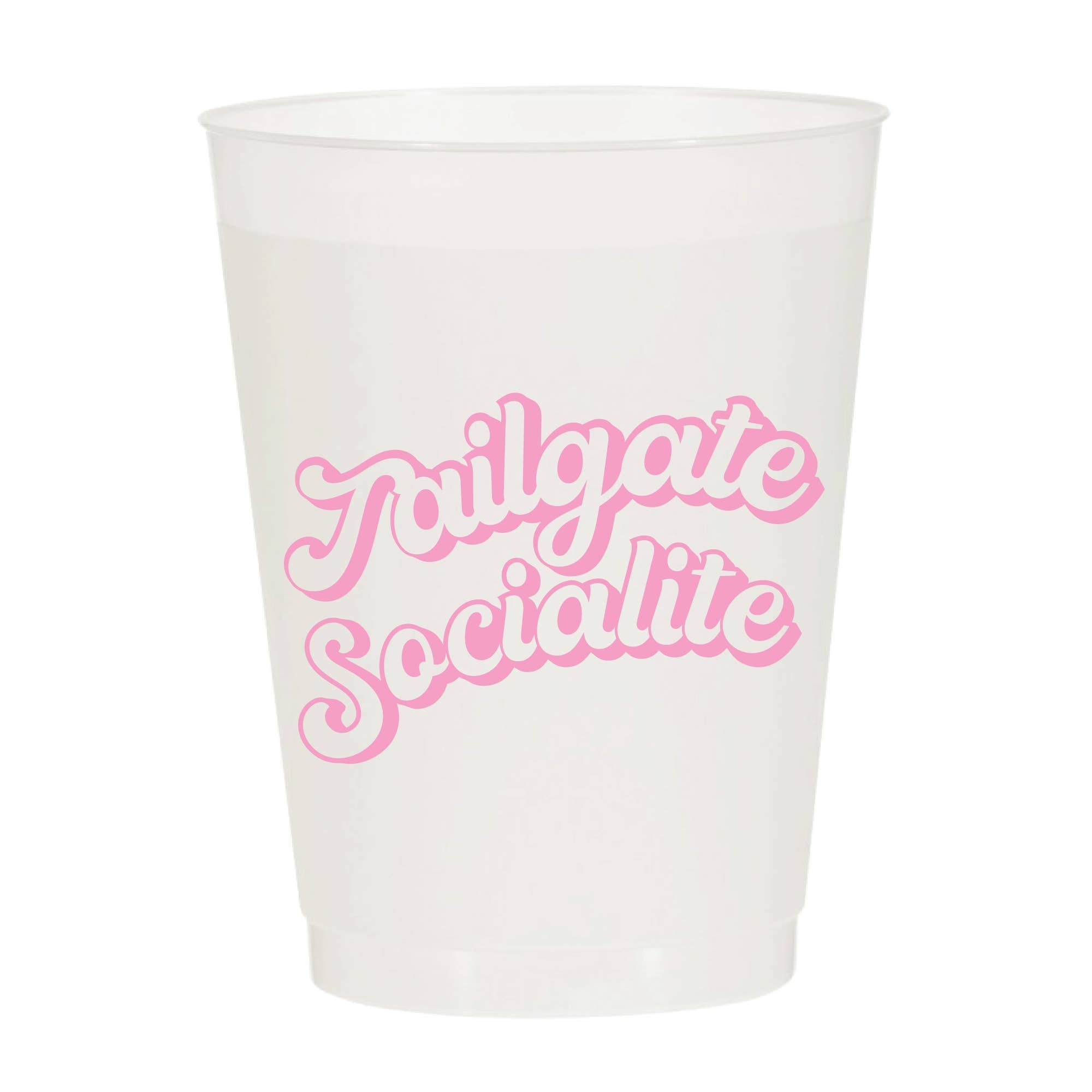 Tailgate Socialite Football Pink Frosted Cups- Sports