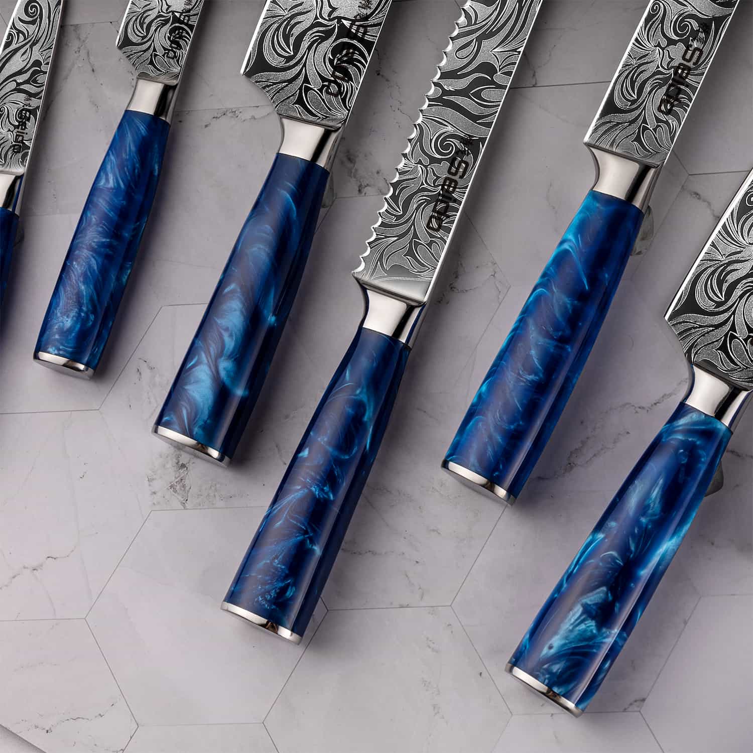Tengoku 10-Piece Blue Chef Knife Set