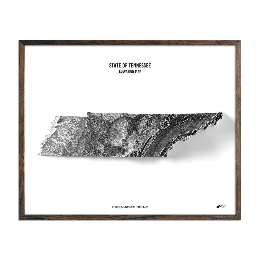 Tennessee Elevation Map - No Frame