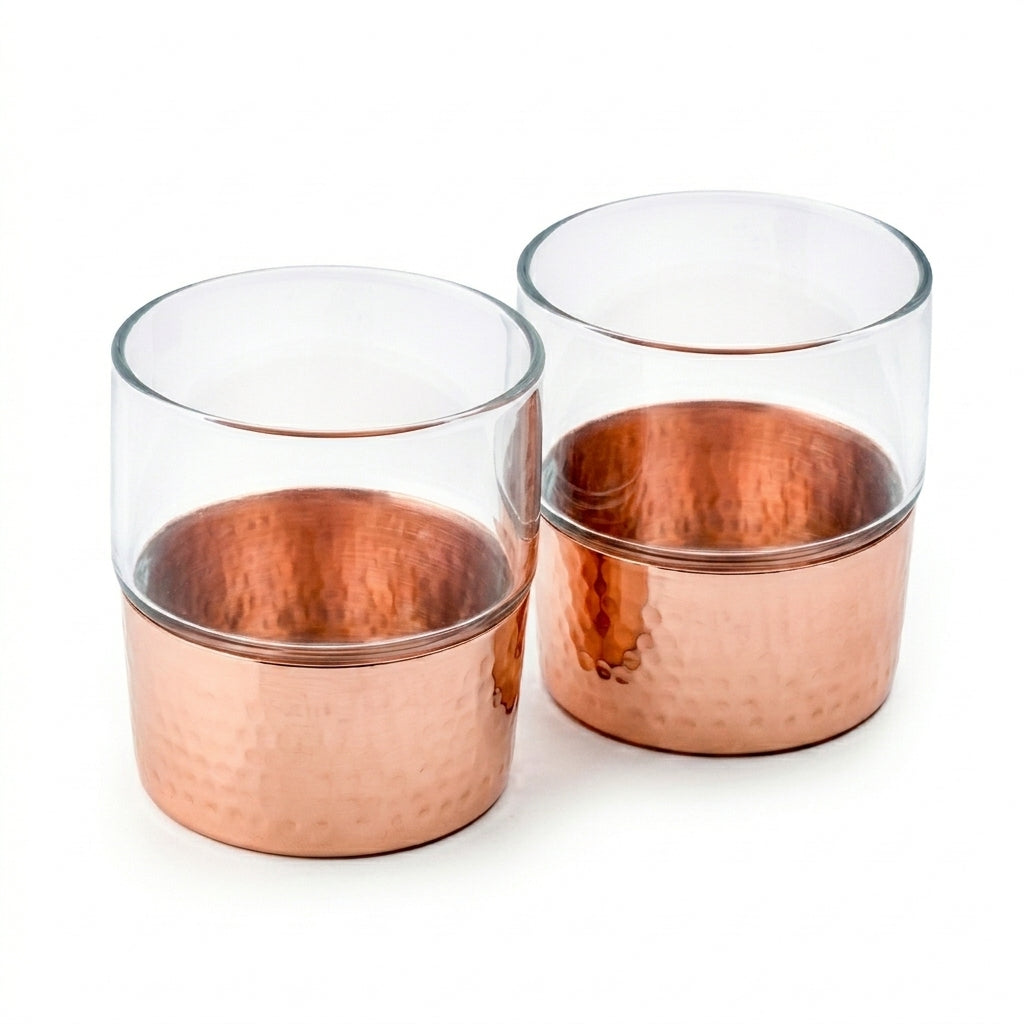 Copper Base Whiskey Glasses Set of Two in Gift Box