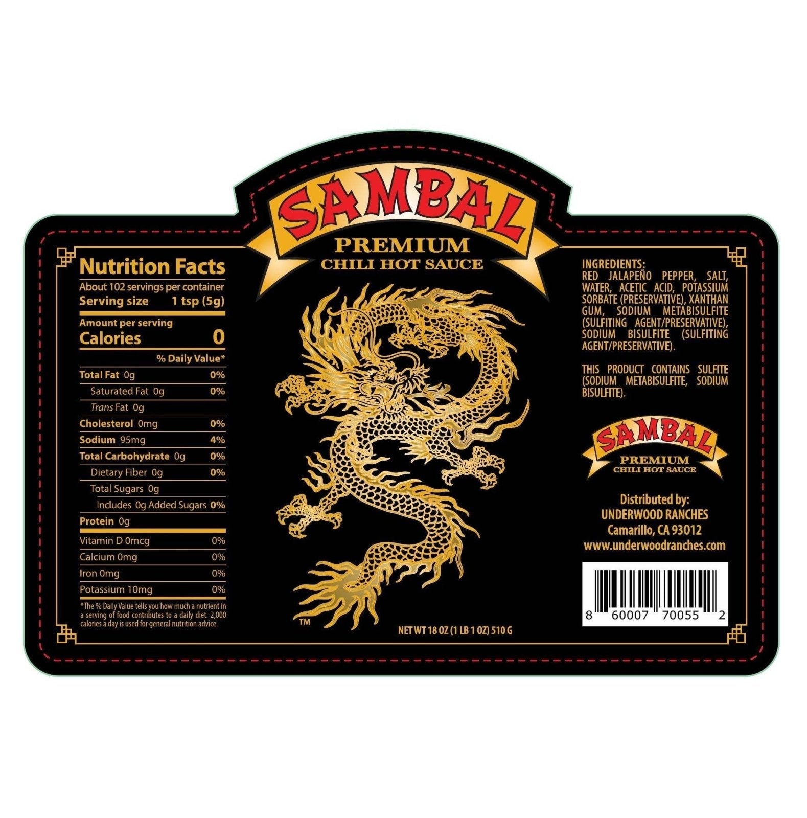 Underwood Ranches Premium Dragon Sambal - Set of 3