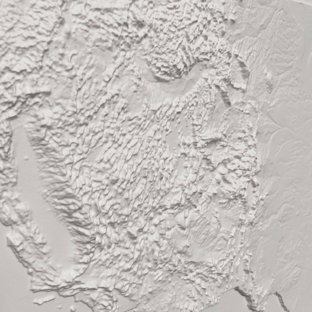 USA - White 3D Raised Relief Map