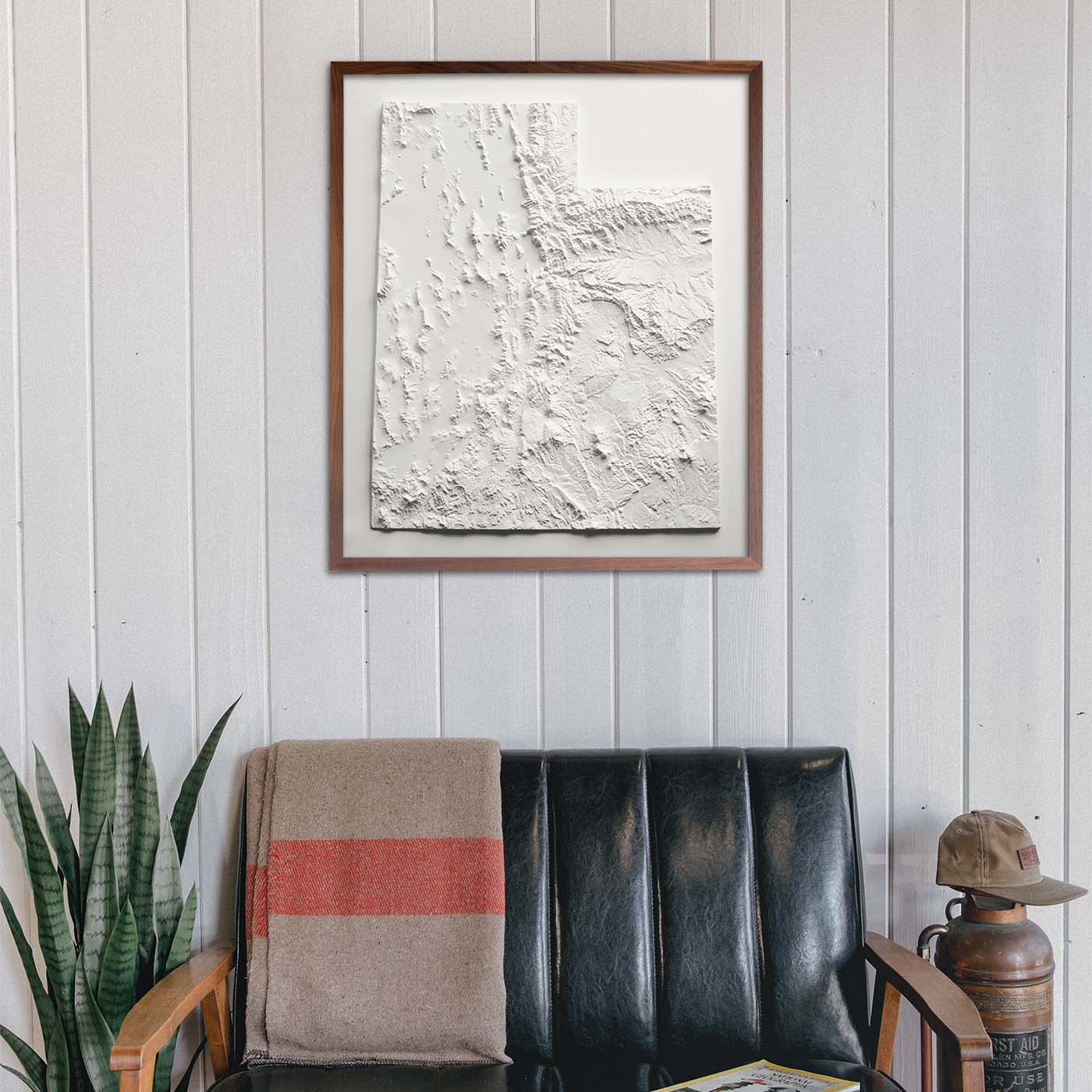 Utah - White 3D Raised Relief Map