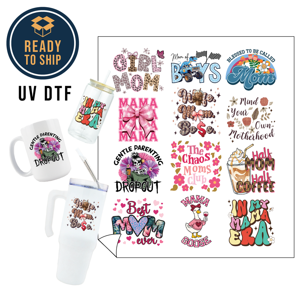 Assorted UV DTF Multi-Use Gang Sheet - Best Mama Ever