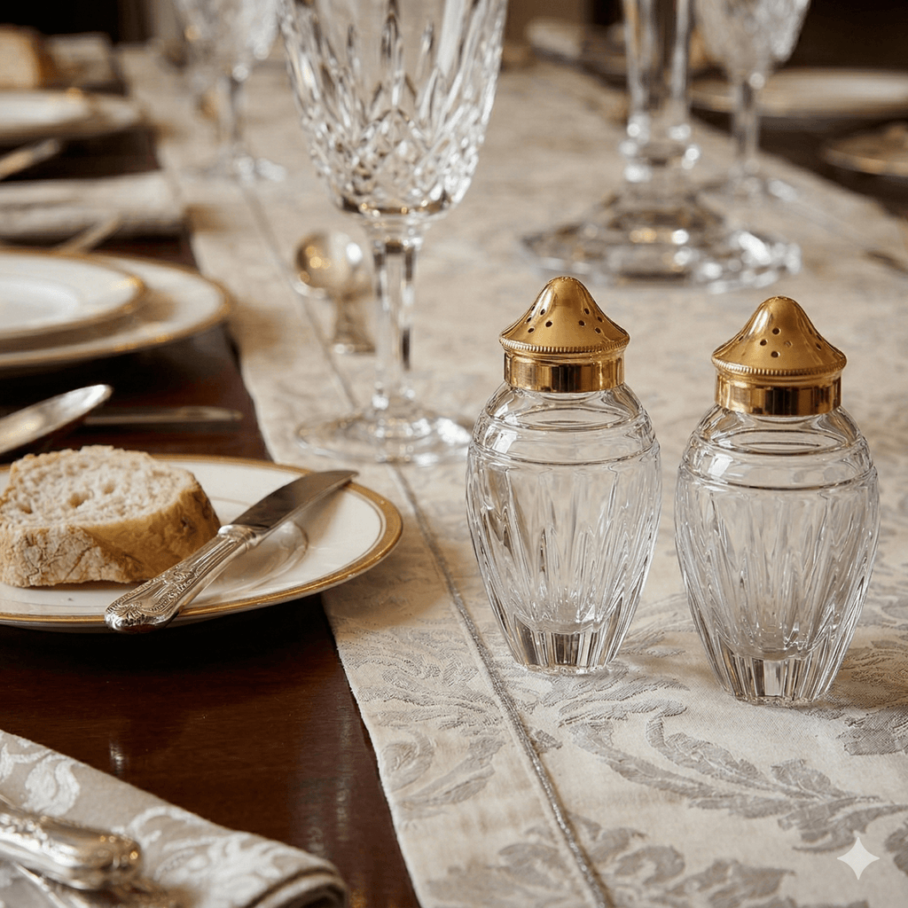 Waterford Crystal Hanover Gold Salt & Pepper Shaker Set