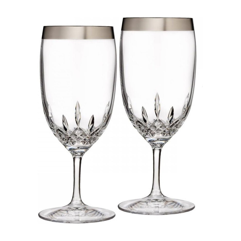 Waterford Crystal Lismore Essence Wide Platinum Band Tall Iced Tea Glass - Set of 2