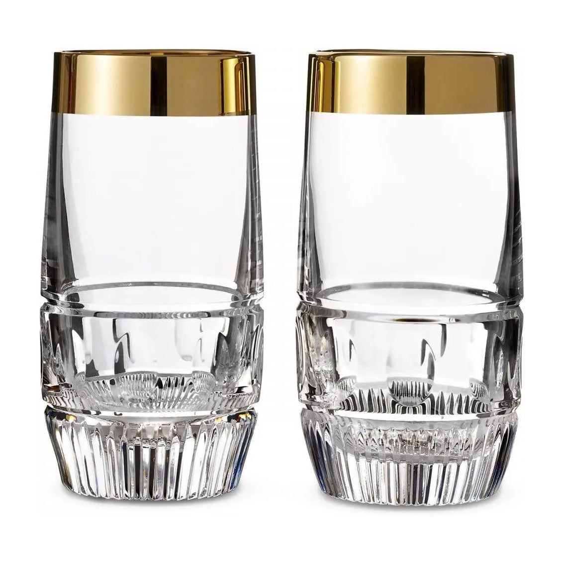 Waterford Mixology Mad Men Edition Olson Gold Hiball with Gold Band - Set of 2