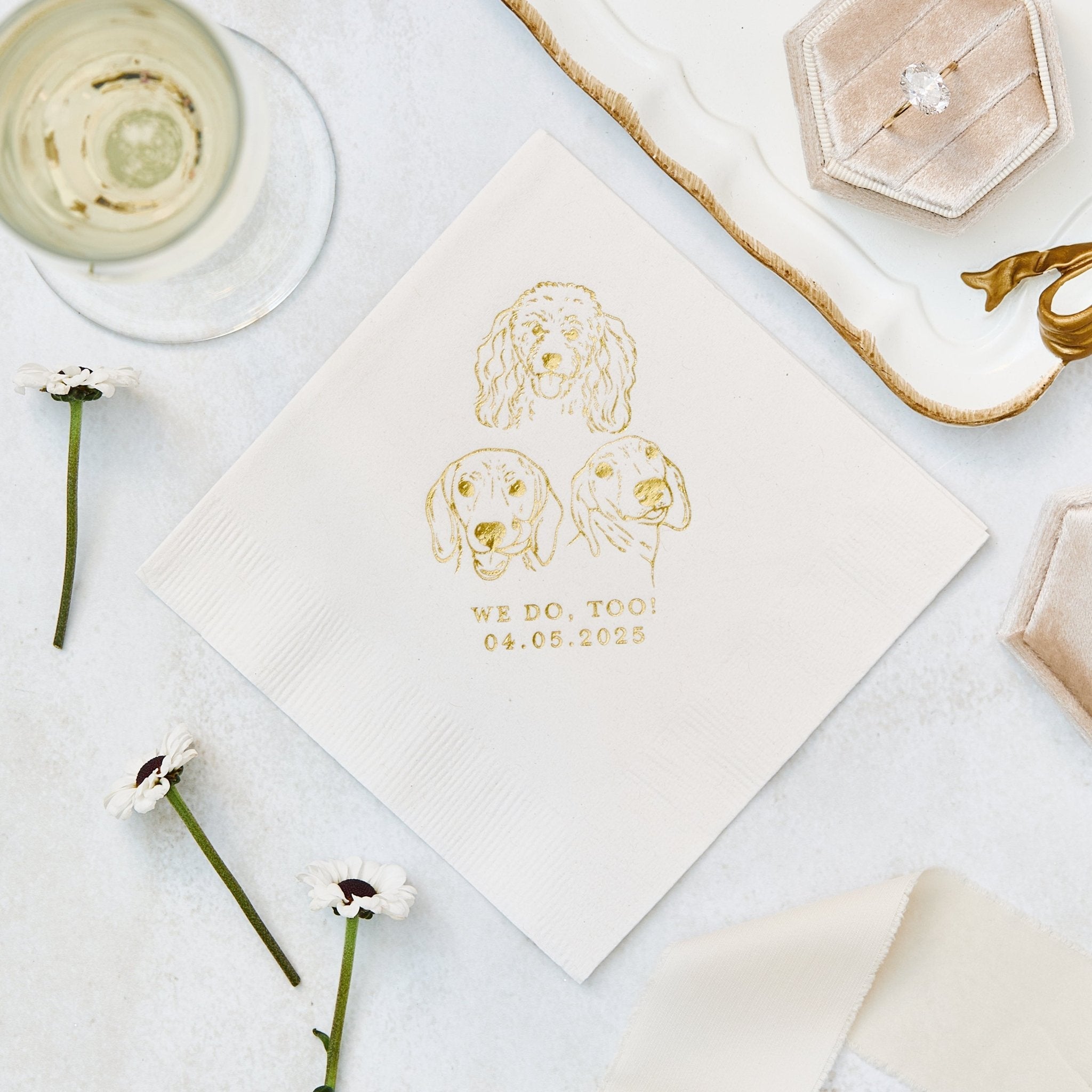 We Do To Pet Sketch Wedding Napkins