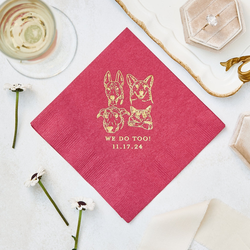 We Do Too Pet Sketch Wedding Napkins