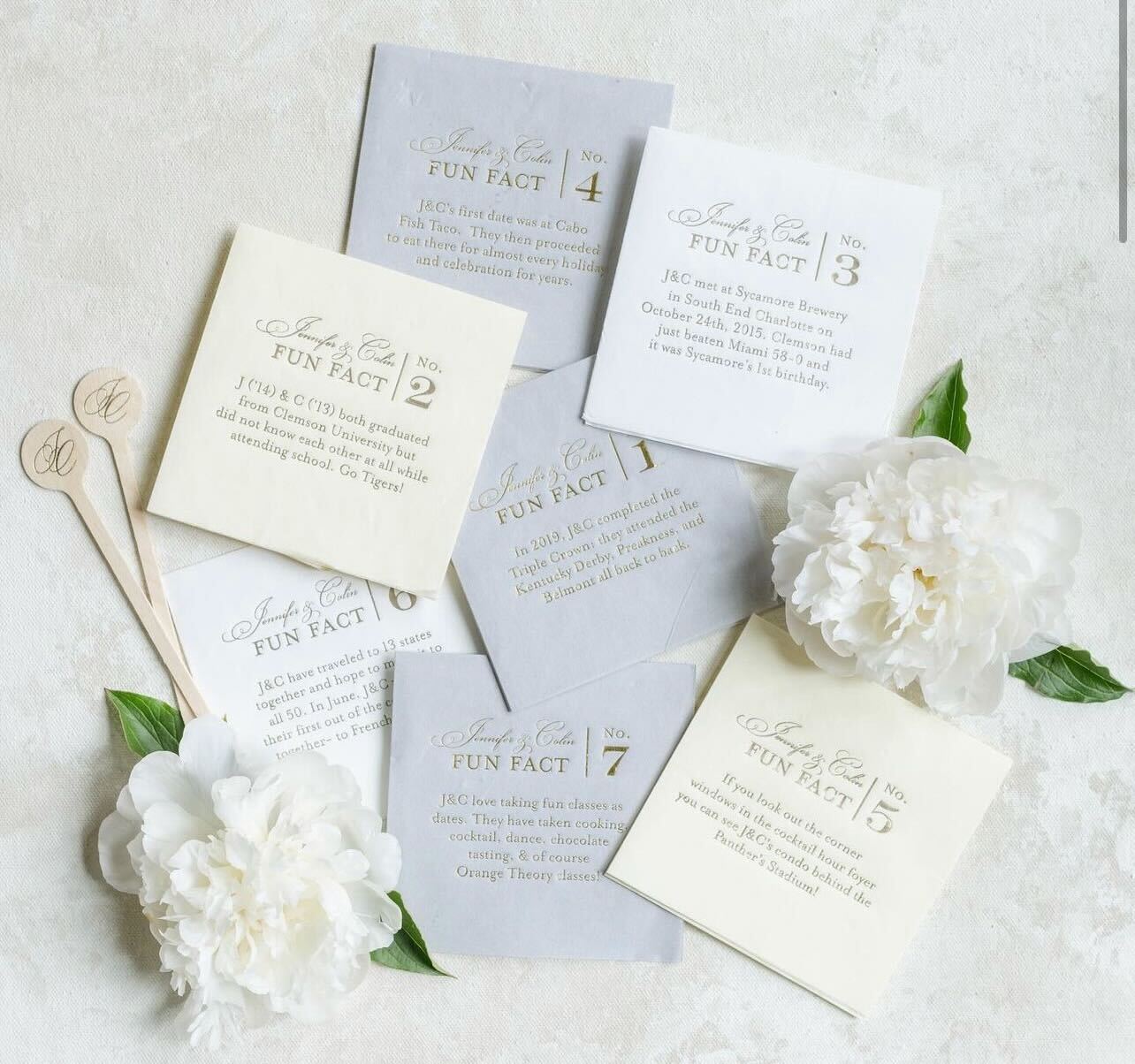 Wedding Fun Fact Cocktail Napkins