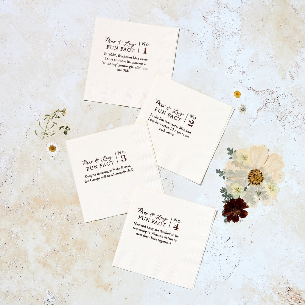 Wedding Fun Fact Cocktail Napkins