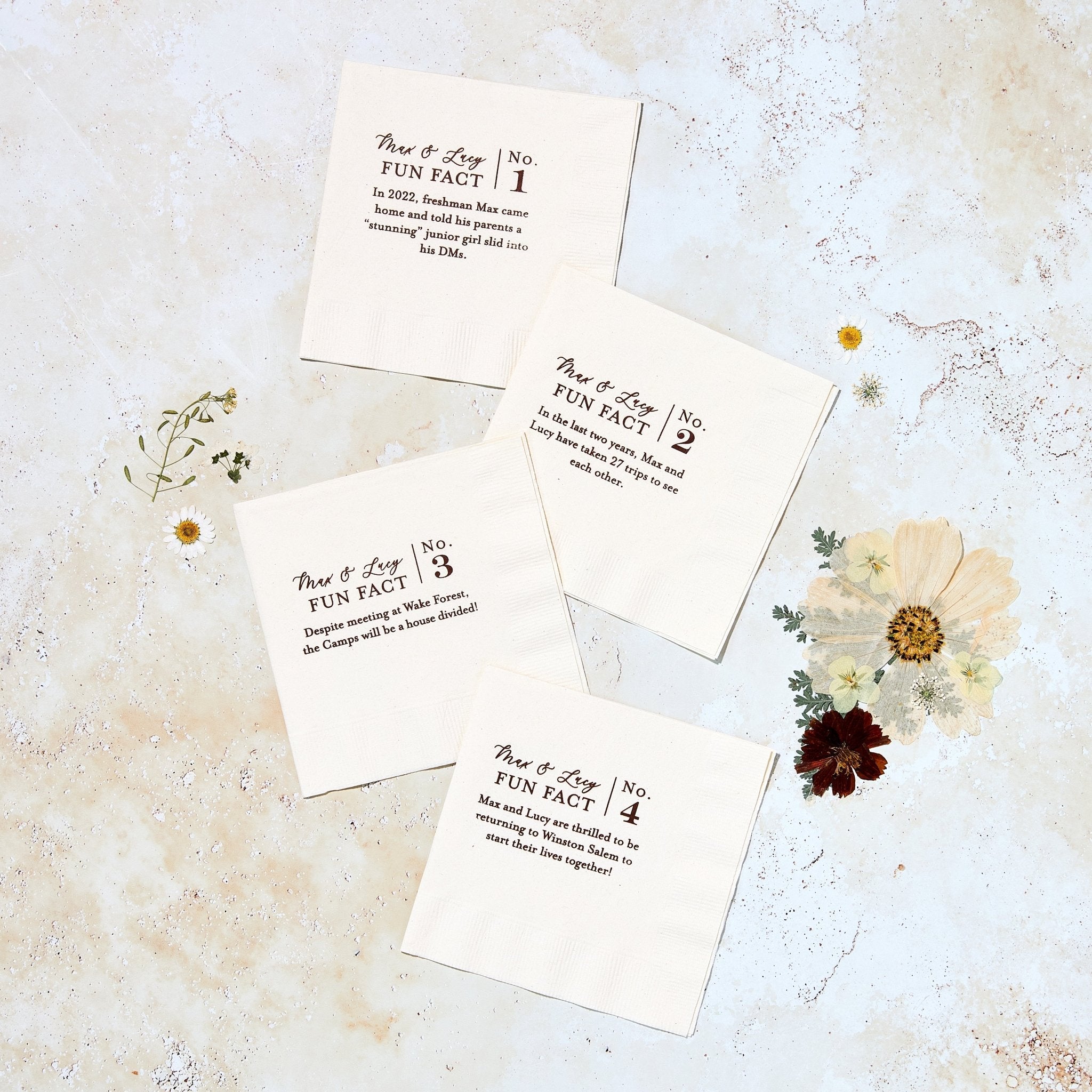 Wedding Fun Fact Cocktail Napkins
