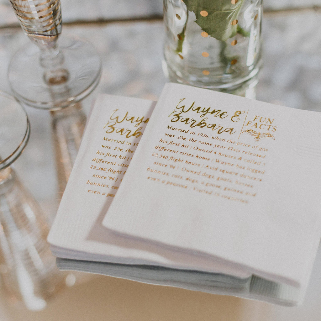 Wedding Fun Fact Cocktail Napkins