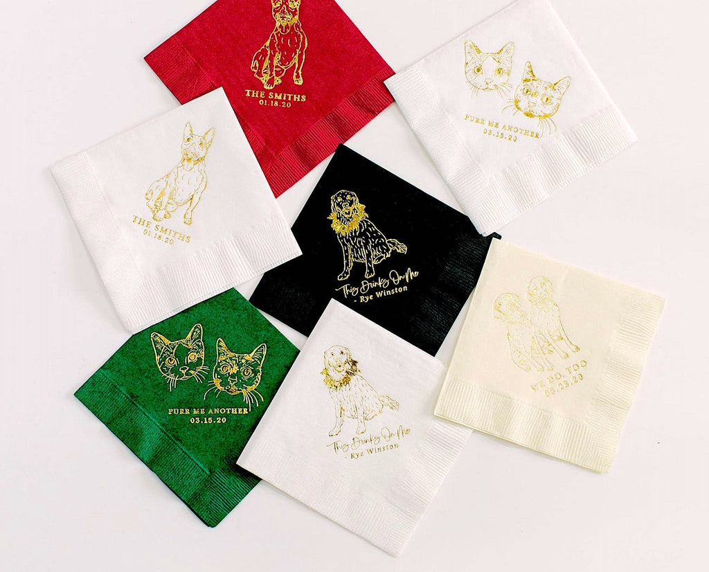 Cheers Hand Drawn Pet Wedding Napkins